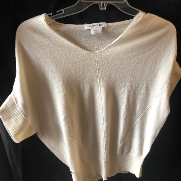 Lacoste Tops - Lacoste Cream Merino Wool Sweater